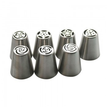 7/8/9 PCS Pastry Nozzles And Coupler Icing Piping Tips Sets Stainless Steel Rose Cream Bakeware Cupcake Cake Decorating