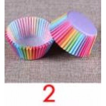 100PCS Color Rainbow Paper Cup Cup PVC Anti-oil Chocolate Muffin Baking Paper Tea Party Cake Mold Decorative Kitchen Accessories