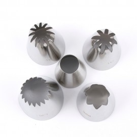 5pcs Large Metal Cake Cream Decoration Tips Stainless Steel Piping Icing Nozzles Cake Fondant Decor Tip Nozzle Cake Baking Tools