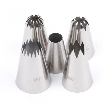5pcs Large Metal Cake Cream Decoration Tips Stainless Steel Piping Icing Nozzles Cake Fondant Decor Tip Nozzle Cake Baking Tools