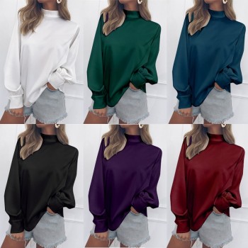 Women Blouses 2018 Fashion Long Puff Sleeve Blouse Shirt Solid Elegant White Office Lady Shirt Casual Tops Blusas Chemise Femme