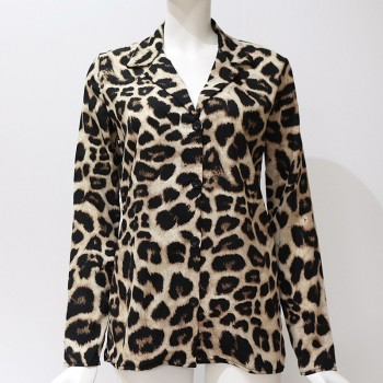 Chiffon Blouse Long Sleeve Sexy Leopard Print Blouse Turn Down Collar Lady Office Shirt Tunic Casual Loose Tops Plus Size Blusas