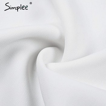 Simplee V neck women blouse shirt Puff sleeve button white blouse Autumn winter lady shirt top Female office chiffon blouse tops
