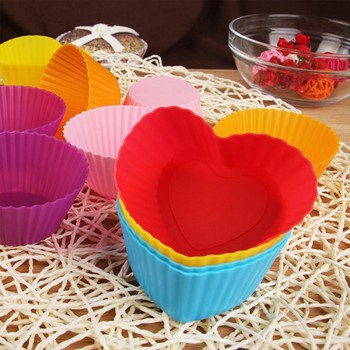 5PCS Silicone Cupcake Circle Heart Star Flower Shapes Jelly Pudding mold 7*3 cm Cake Tool Kitchen Accessories QC5643