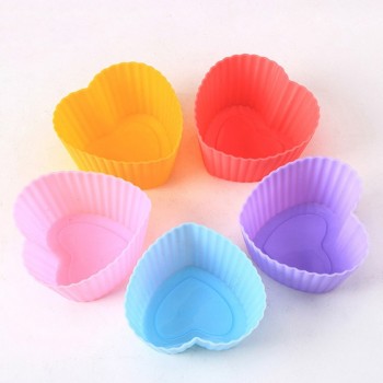 5PCS Silicone Cupcake Circle Heart Star Flower Shapes Jelly Pudding mold 7*3 cm Cake Tool Kitchen Accessories QC5643