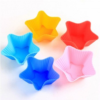 5PCS Silicone Cupcake Circle Heart Star Flower Shapes Jelly Pudding mold 7*3 cm Cake Tool Kitchen Accessories QC5643