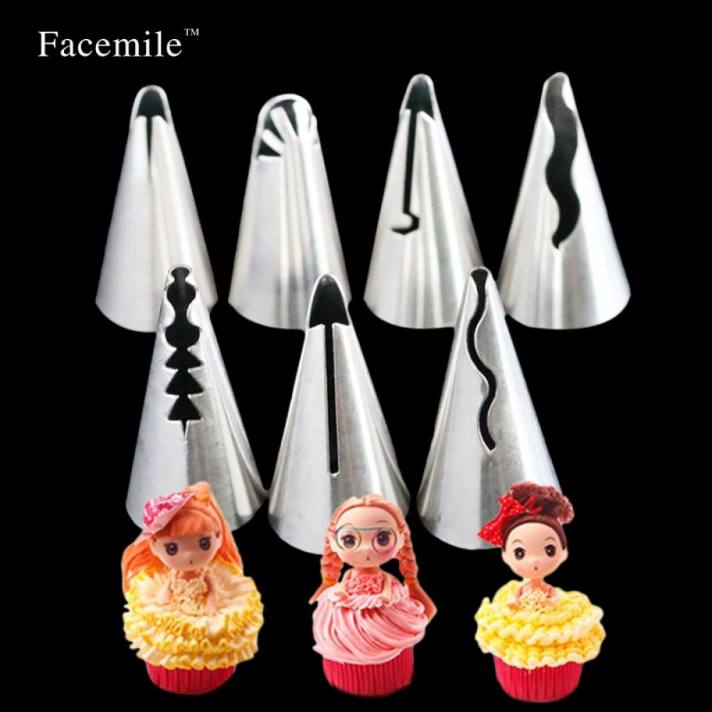 7pcs/set Wedding Russian Nozzles Pastry Puff Skirt Icing Piping Nozzles Pastry Decorating Tips Cake Cupcake Decorator Tool 52051