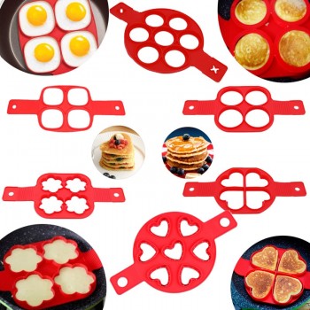 4 Holes 7 Holes Pancake Silicone Mold Circular Fried Egg Mold Nonstick Flip Pancake Maker Omelette Egg Forms Ring Mold Egg Tools