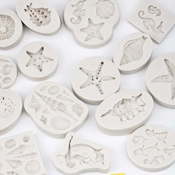 3D Mermaid Tail  Silicone Molds Shell Starfish Soap Mold Cake Decoration Sugar Craft Tools Candle Moulds DIY Craft Fondant Molds