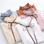 2018 New Female Chiffon Blouse Shirt Lady Solid Bow Shirt Loose Stand collar Women Long-Sleeved Shirts Dropshiping
