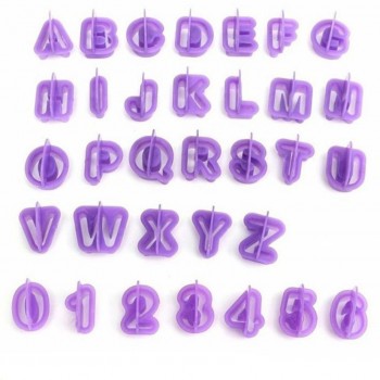 40 Pcs Alphabet Letter Number Fondant Cake Biscuit Baking Mould Cookie Cutters and  stamps
