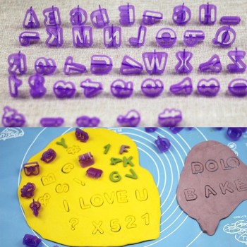 40 Pcs Alphabet Letter Number Fondant Cake Biscuit Baking Mould Cookie Cutters and  stamps