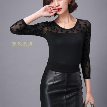Soperwillton Women Blouse Shirt Lace 2019 Fashion O-neck Long Sleeve Black korean Shirts Casual winter Blouses Ladies Tops #B748