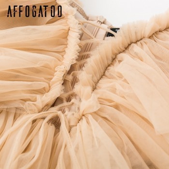 Affogatoo Pleated ruffle vintage peplum blouse top Women off shoulder mesh blouse shirt summer 2018 Sexy sleeveless shirt blusas
