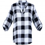 Fashion Summer Hot Women Blouse Shirt Top Shirts Plus Size 4XL 5XL Grid Printed Armbands Loose Tops Tee Blusas Feminina Casual