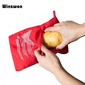 1Pcs Red Washable Cooker Bag Microwave Baking Potatoes Bag Rice Pocket Cooking Tools Easy To Cook Kitchen Gadgets Baking Tool