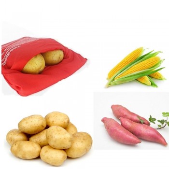 1Pcs Red Washable Cooker Bag Microwave Baking Potatoes Bag Rice Pocket Cooking Tools Easy To Cook Kitchen Gadgets Baking Tool