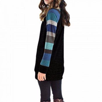 IYAEGE New Fashion Womens Tops And Blouses Casual Long Sleeve Striped Patchwork Tee Shirt Loose Baseball Shirt Tunic Tops Blusas