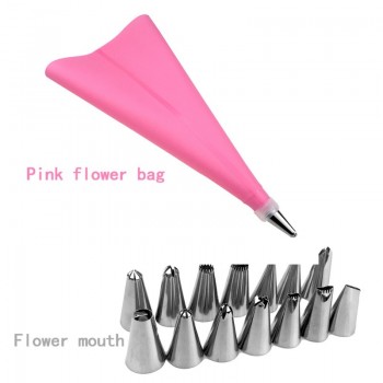 16 Pcs/Set Silicone Icing Piping Cream Pastry Bag + Stainless Steel Nozzle Pastry Tips Converter DIY Cake Decorating Tools