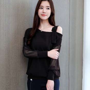 Autumn long sleeve shirt women fashion woman blouses 2019 sexy off shoulder top solid women blouse shirt clothing female 1224 40