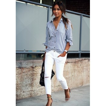 Women Striped Long Sleeve Blouse Shirt Female Loose Blusas Femme Autumn Fall Casual Ladies Office Blouses Top Sexy Plus Size 5XL