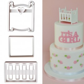Birthday party DIY fondant molds cutters embosser Girls Boys baby cot Sugar craft moulds Cake dessert Decoration bakeware tools