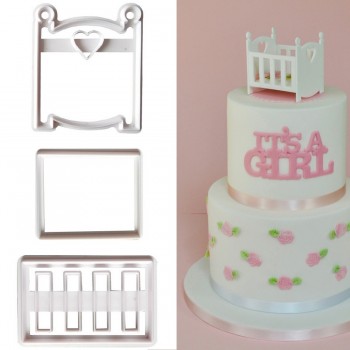 Birthday party DIY fondant molds cutters embosser Girls Boys baby cot Sugar craft moulds Cake dessert Decoration bakeware tools