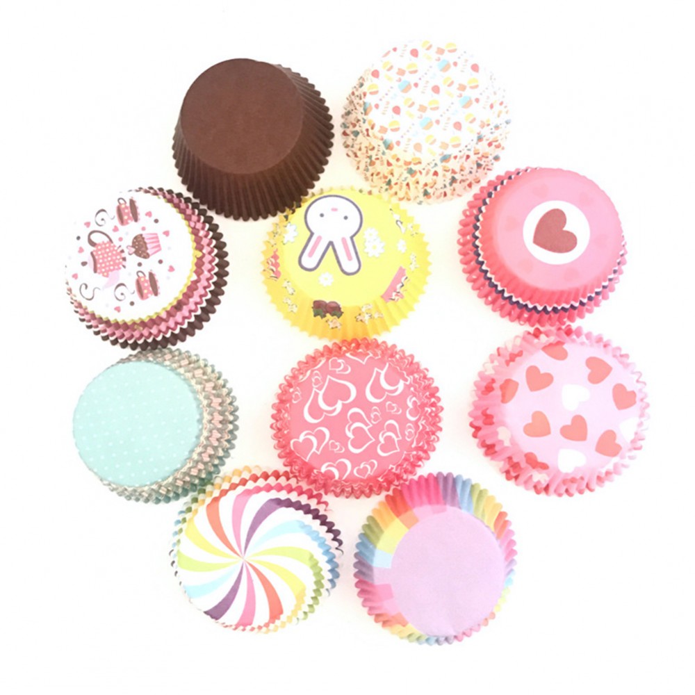 100pcs/set Colorful Paper Cake Cup Paper Cupcake Liner Baking Muffin Box Cup Case Party Tray Cake Mold Pastry Decorating Tools
