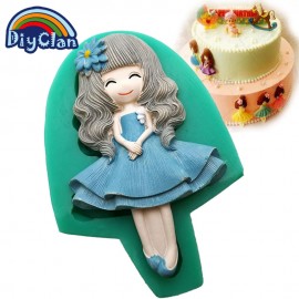 New 12 style pretty girl fondant molds cake decorating tools silicone moulds for chocolate polymer clay resin mold baking tools