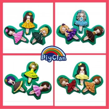 New 12 style pretty girl fondant molds cake decorating tools silicone moulds for chocolate polymer clay resin mold baking tools