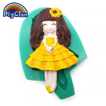 New 12 style pretty girl fondant molds cake decorating tools silicone moulds for chocolate polymer clay resin mold baking tools
