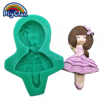 New 12 style pretty girl fondant molds cake decorating tools silicone moulds for chocolate polymer clay resin mold baking tools