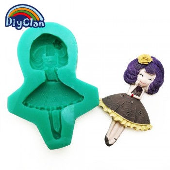 New 12 style pretty girl fondant molds cake decorating tools silicone moulds for chocolate polymer clay resin mold baking tools