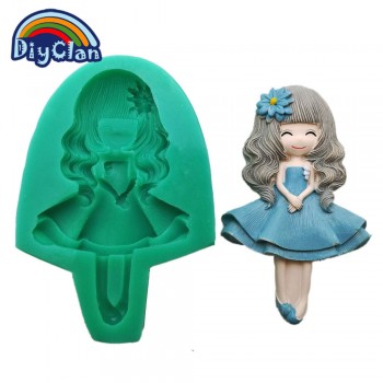New 12 style pretty girl fondant molds cake decorating tools silicone moulds for chocolate polymer clay resin mold baking tools