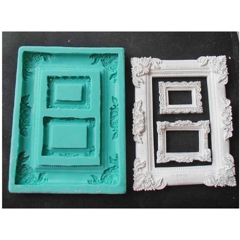 Silicone fondant mold Photo Frame Silicone Mold food grade Fondant Cake Decoration Mold Sugar Craft Tools Random Color
