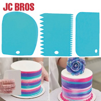 3Pcs/set Plastic Dough Knife Icing Fondant Scraper Jagged Edge Plain Smooth Cake Paddle Cake Spatulas Baking Pastry Tools