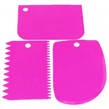 3Pcs/set Plastic Dough Knife Icing Fondant Scraper Jagged Edge Plain Smooth Cake Paddle Cake Spatulas Baking Pastry Tools