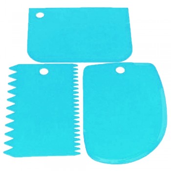 3Pcs/set Plastic Dough Knife Icing Fondant Scraper Jagged Edge Plain Smooth Cake Paddle Cake Spatulas Baking Pastry Tools