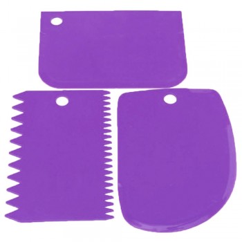 3Pcs/set Plastic Dough Knife Icing Fondant Scraper Jagged Edge Plain Smooth Cake Paddle Cake Spatulas Baking Pastry Tools