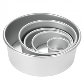 5pcs/set Aluminum Alloy Round Cake Mould Chiffon Cake Baking Pan Pudding Cheesecake Mold Set with Removable Bottom