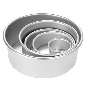 5pcs/set Aluminum Alloy Round Cake Mould Chiffon Cake Baking Pan Pudding Cheesecake Mold Set with Removable Bottom