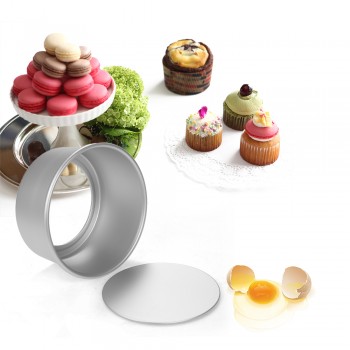 5pcs/set Aluminum Alloy Round Cake Mould Chiffon Cake Baking Pan Pudding Cheesecake Mold Set with Removable Bottom
