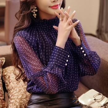 new arrived 2018 spring blouse women long sleeved shirt female fashion loose blouse office lady clothing D468 30
