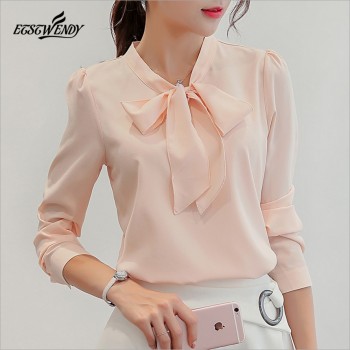 Autumn 2019 Women White Shirt Long Sleeve Black Shirt Korean Women Clothing Streetwear Slim Chiffon Blouse Elegant Women Tops