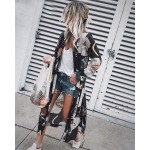 Women Chiffon Kimono Cardigan Floral Printed Long Sleeve Blouse Summer Beach Cover Up Long Tops Boho Loose Ladies Shirts Blusas