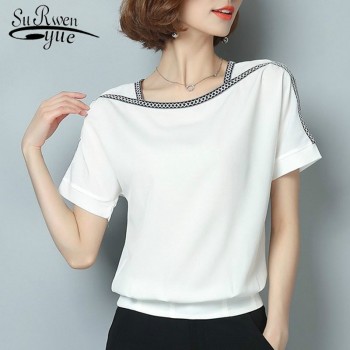 Fashion women blouse shirt 2018 causal plus size short sleeve women tops chiffon blouse women shirt blusas femininas 0370 30