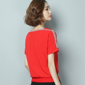 Fashion women blouse shirt 2018 causal plus size short sleeve women tops chiffon blouse women shirt blusas femininas 0370 30