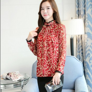 new Fashion 2019 chiffon women blouse shirt print blue striped womens clothing long sleeves office lady tops blusas  C924 30