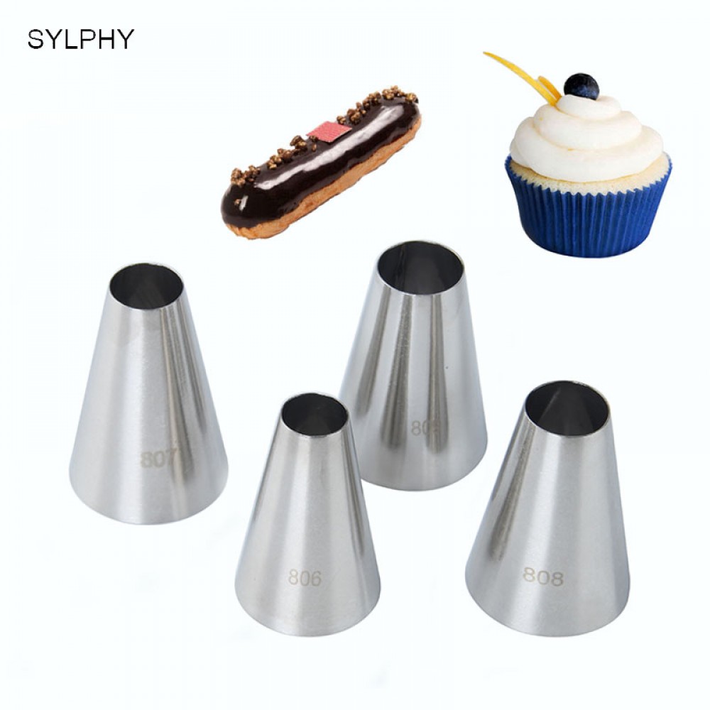 SYLPHY #806#807#808#809 4pcs Round Nozzle for Cream Large Metal Cake Decorating tips Set Baking Tools Pastry Nozzles