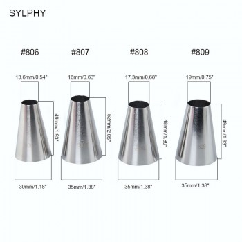SYLPHY #806#807#808#809 4pcs Round Nozzle for Cream Large Metal Cake Decorating tips Set Baking Tools Pastry Nozzles